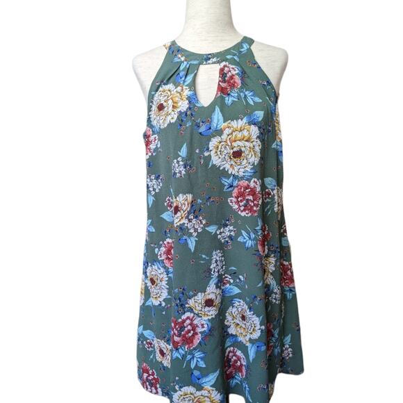 As U Wish Sleeveless Keyhole Floral Mini Dress Size Small - Picture 1 of 10